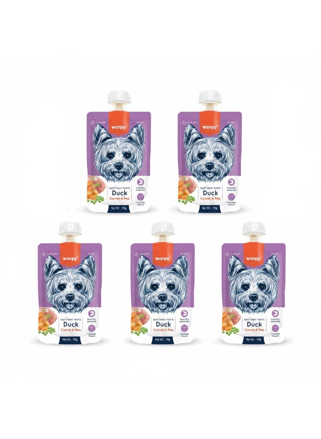 Wet Dog Food Pouch– Tasty Duck, Carrot & Pea – Pack of 5  – Healthy Digestion & Immune Support